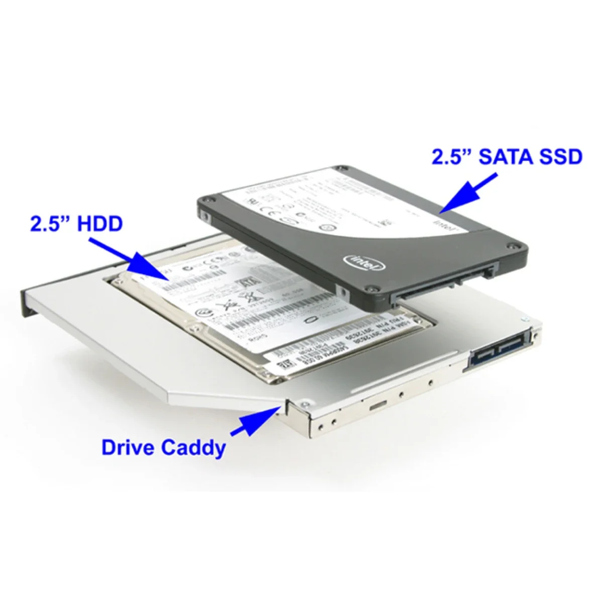 حامل HDD للابتوب Universal N44 مقاس 9.0mm لمحركات 2.5 إنش SATA HDD/SSD - Thumbnail 4