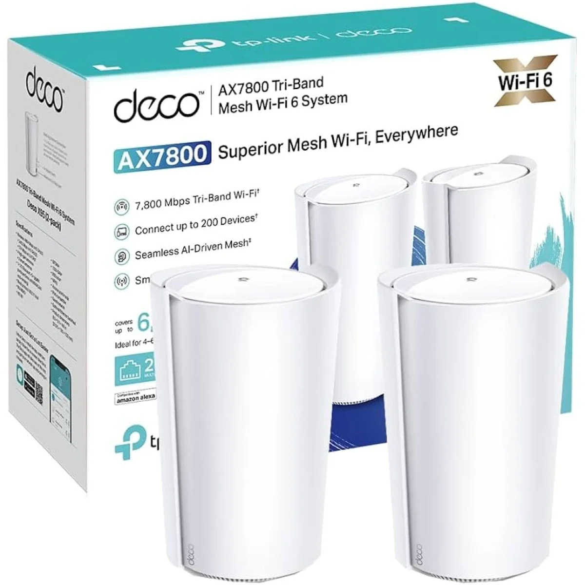 نظام Mesh Wi‑Fi 6 ثلاثي النطاق منزلي كامل لتقوية الانترنت TP-LINK Deco X95 AX7800 مع منفذ Multi-Gig إيثرنت (عبوتان) - Image 1