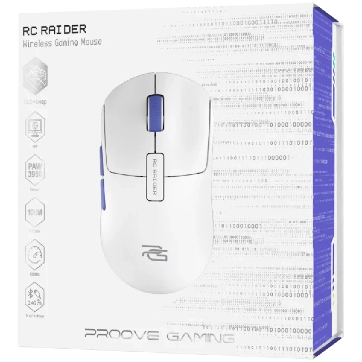 Proove RC Raider 8K Tri-Mode Wireless Gaming Mouse 32000 DPI White/Purple - Thumbnail 15