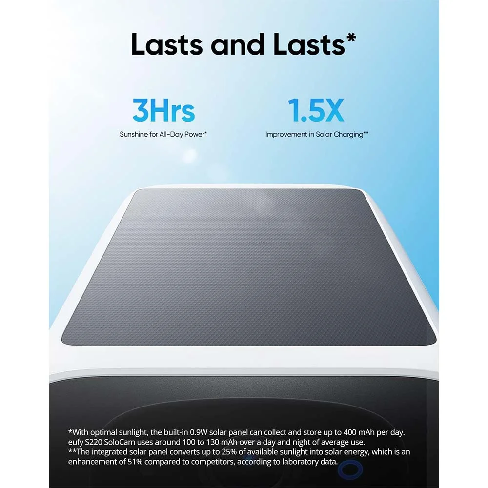 كاميرا مراقبة Anker eufy SoloCam S220 خارجية 2K بالطاقة الشمسية وWi-Fi T8134321 - Image 6