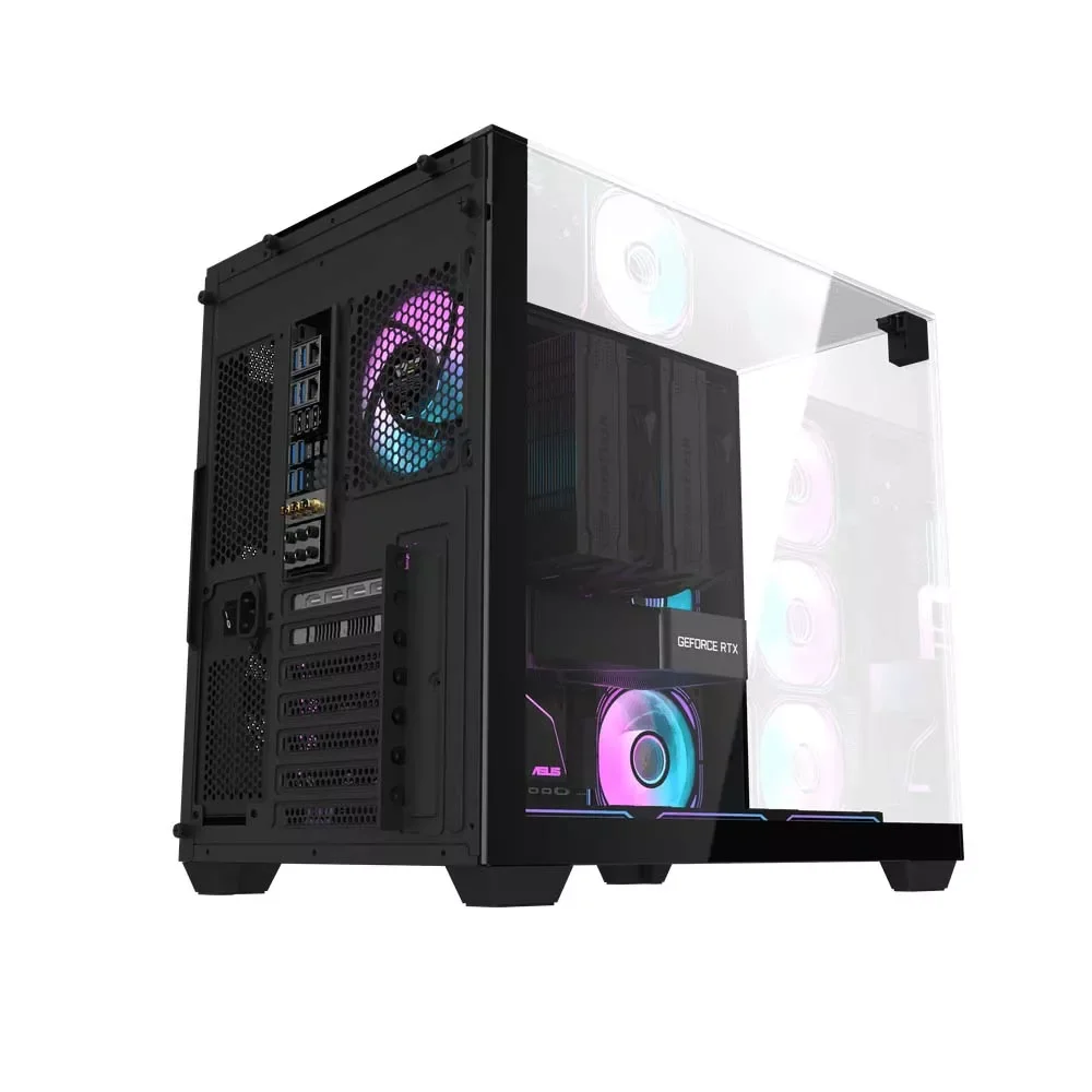 كيس كمبيوتر DarkFlash TH285 للألعاب ATX ميد تاور مع 4 مراوح ARGB - أسود - Thumbnail 4