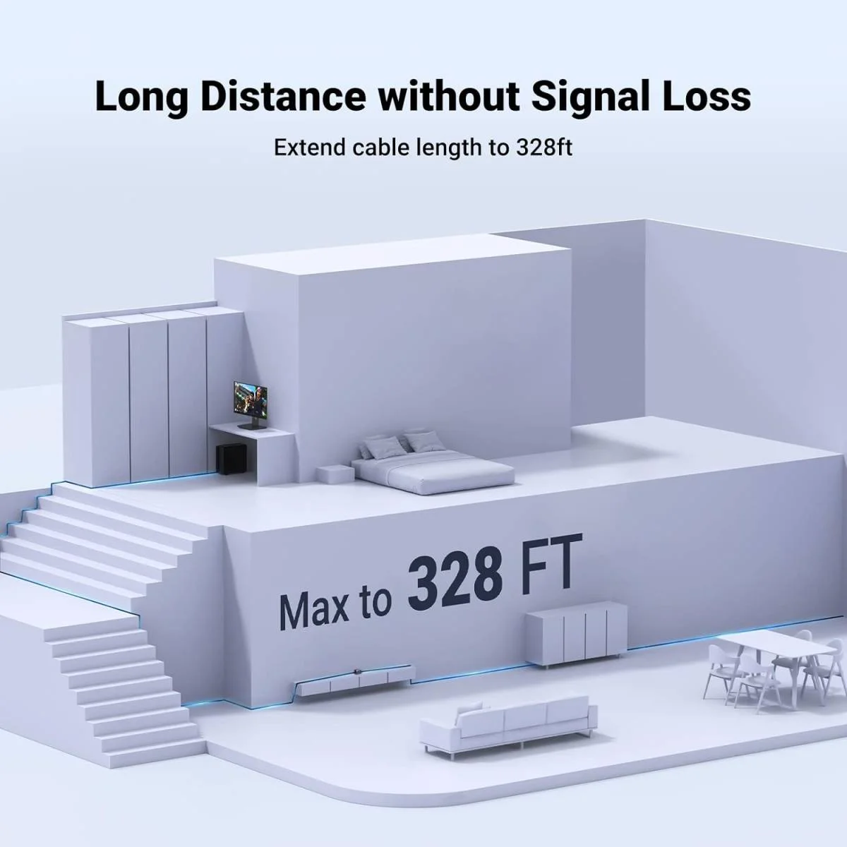 وصلة تمديد إيثرنت Ugreen بسرعة 10Gbps لكوابل Cat8 وCat7 وCat6 وCat5، 328 قدم، رمادي فضائي - Image 3