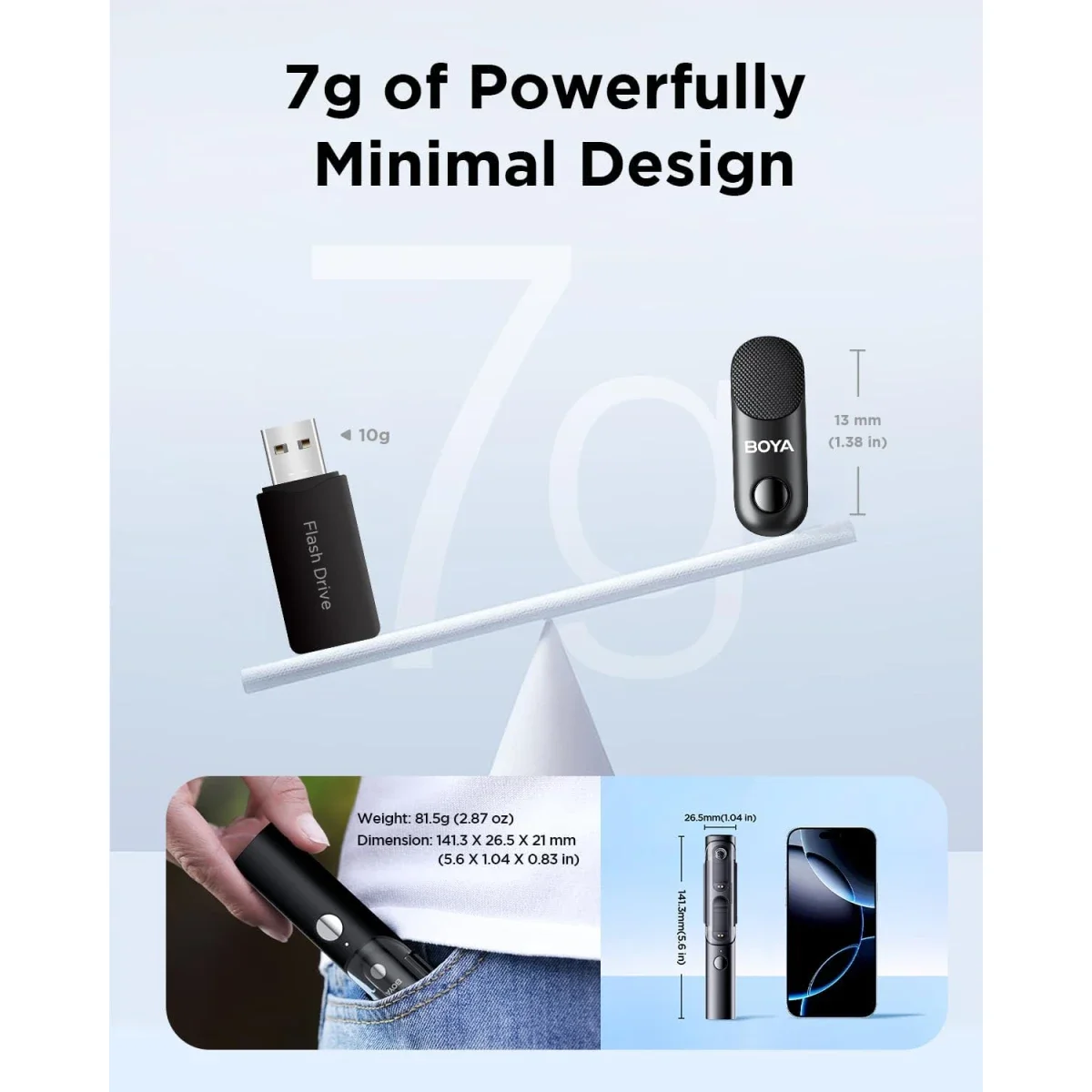 ميكروفون لافالير لاسلكي Boya Magic-02 ‏4 في 1، بطارية 30 ساعة، مدى 328 قدم - Thumbnail 6