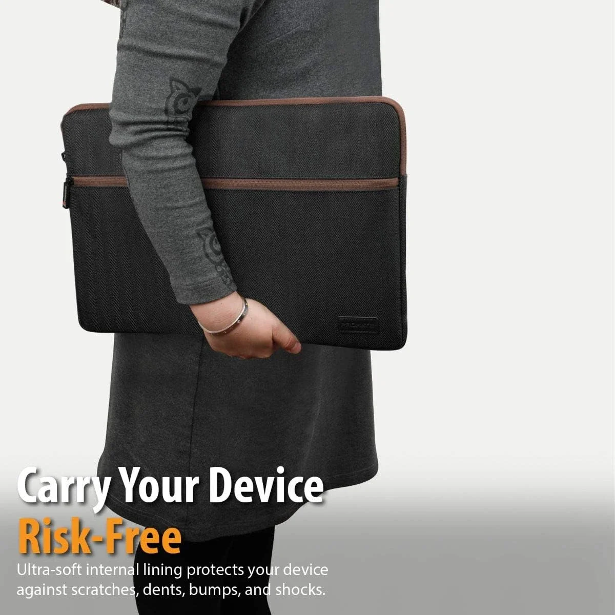 Promate Portfolio-L 16 Inch Laptop Sleeve Water-Repellent Shockproof Bag - Image 2