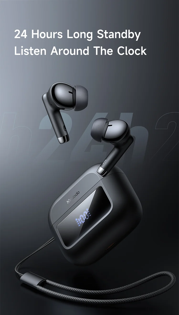 Mcdodo HP-3290 Wireless Earbuds with Bluetooth 5.3, Digital Display & 13mm Drivers - Black - Thumbnail 17