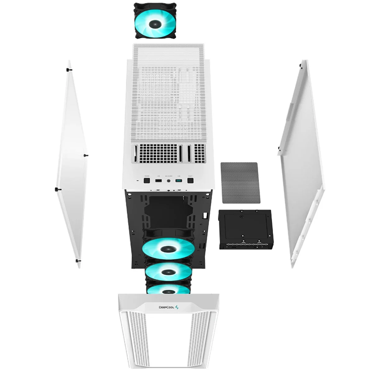 DeepCool CC560 V2 Mid-Tower Gaming Case Tempered Glass 3x 120mm LED Fans White - Image 3