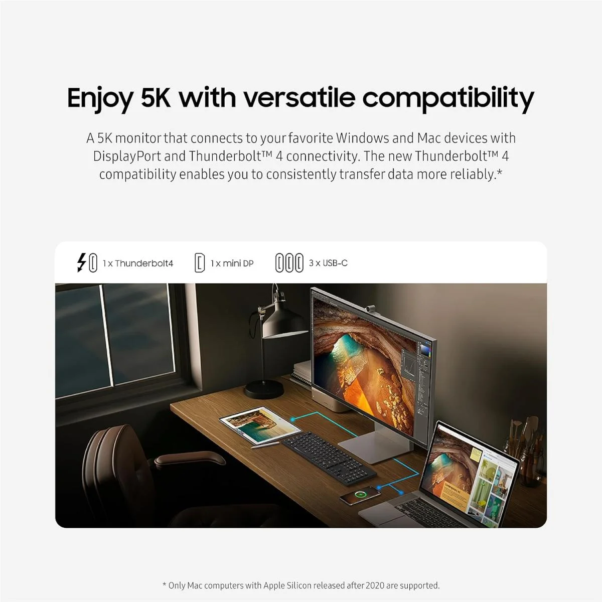 Samsung ViewFinity S9 (S90PC) 27-Inch 5K IPS Smart Monitor, 60Hz, 5ms, Light Gray - Thumbnail 3