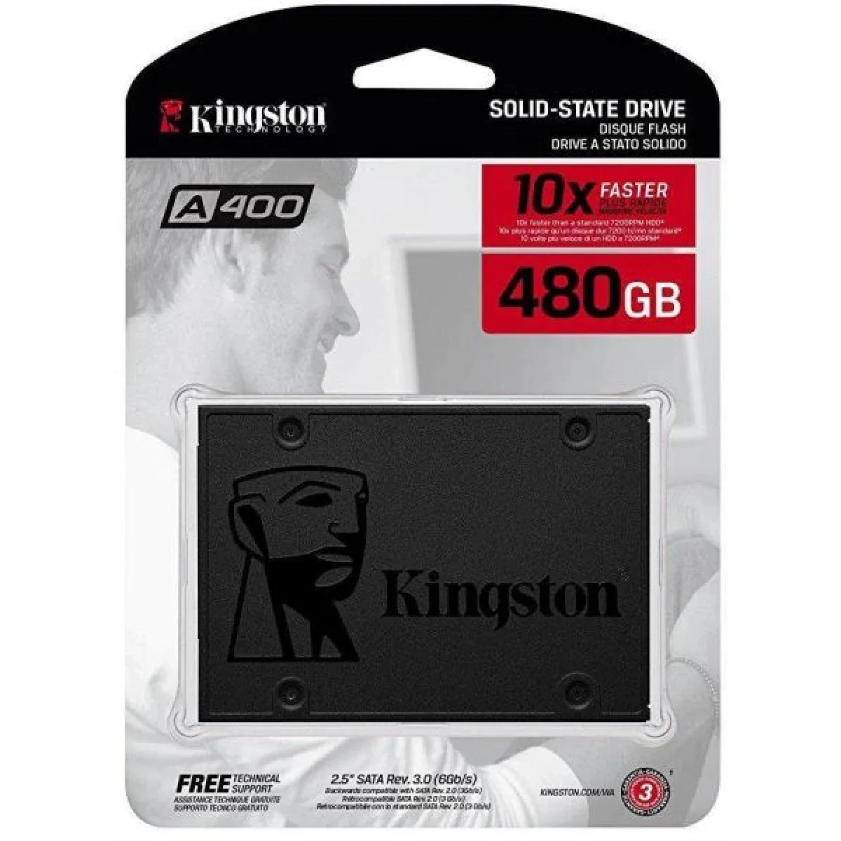 وحدة تخزين SSD داخلية Kingston A400 سعة 480GB مقاس 2.5 إنش SATA III