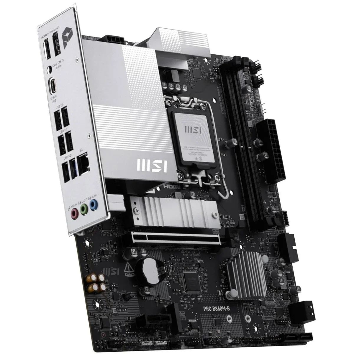 MSI PRO B860M-B mATX Motherboard LGA 1851 DDR5 PCIe 5.0 M.2 Gen5 5G LAN - Thumbnail 4
