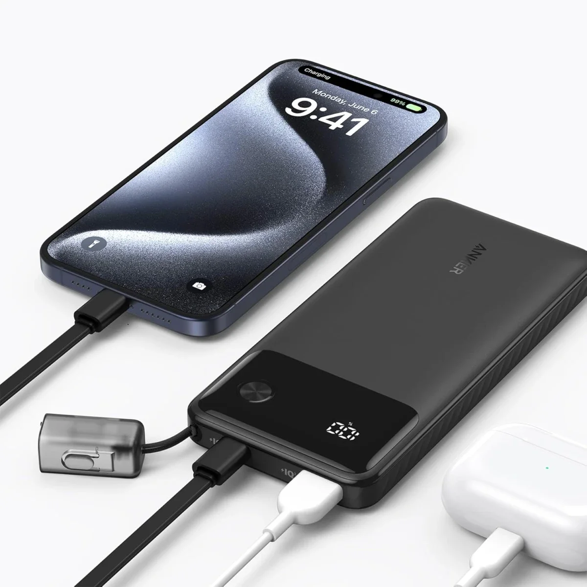 باور بانك Anker PowerCore بسعة 10000mAh وقدرة 22.5W مع كابل USB-C بحبل تعليق - أسود - Image 6
