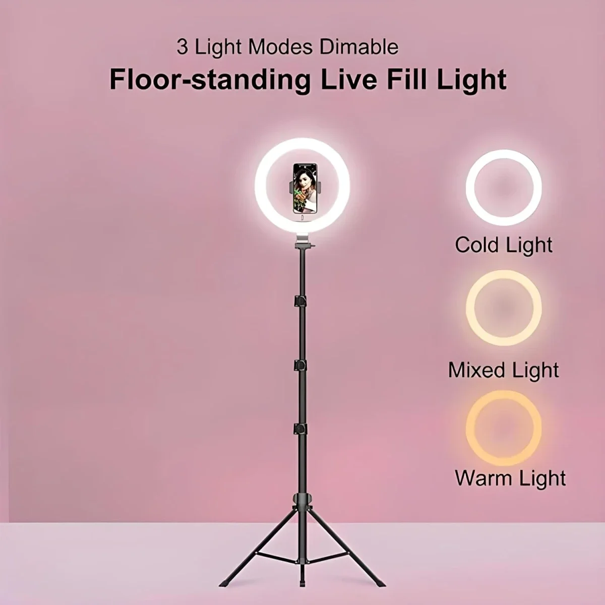 إضاءة حلقية LED Jmary FM-536A مقاس 26 سم مع حامل ثلاثي 170 سم وجهاز تحكم - Image 6