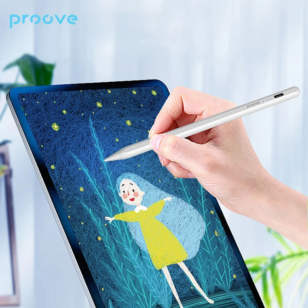 قلم ستايلس Proove Magic Wand ASP-01 نشط بشحن USB-C، أبيض - Thumbnail 2