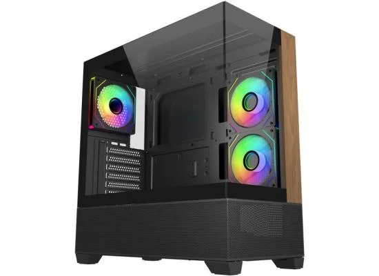 Cooler Master Elite 690 Wood Black ATX ARGB Mid-Tower Gaming Case - Thumbnail 4