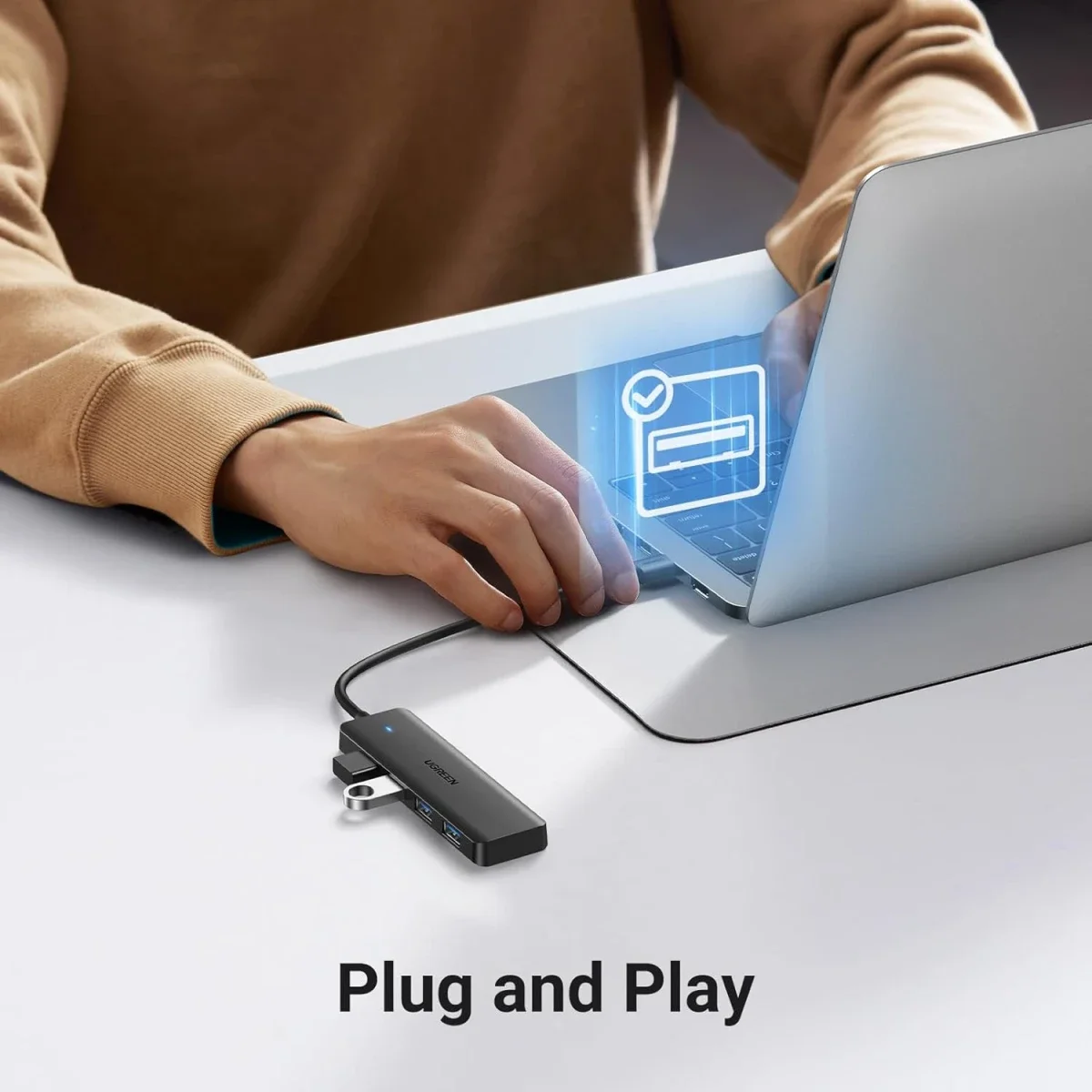 Ugreen USB 3.0 4-Port Ultra-Slim USB-A Hub for Laptop & PC - Thumbnail 5
