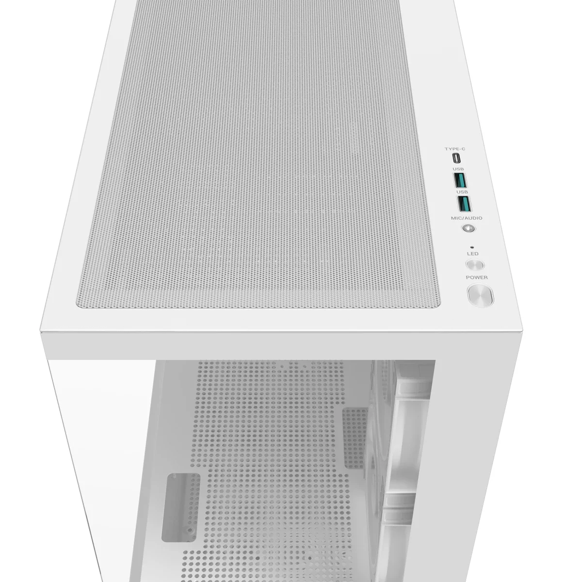 هيكل كمبيوتر DeepCool CG380 3F بانورامي ATX ميد تاور مع 3 مراوح ARGB مثبتة مسبقًا، دعم ردياتير 360mm + 240mm، أبيض - Thumbnail 6