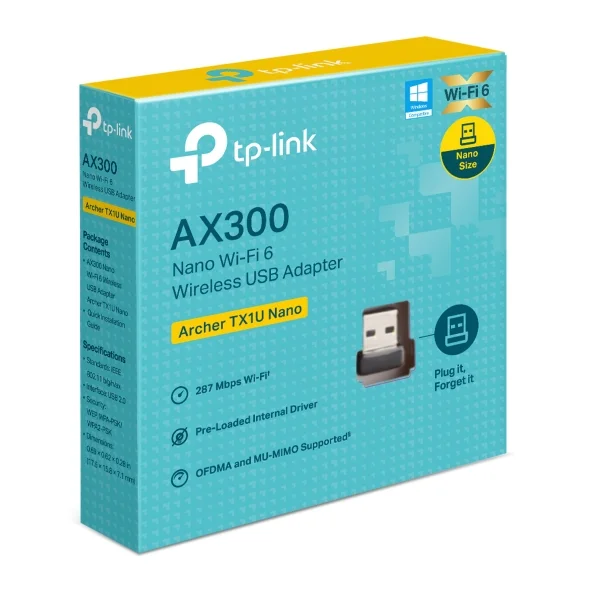 لاقط الواي فاي النانو USB لاسلكي TP-LINK Archer TX1U Nano AX300 Wi‑Fi 6 - Image 3