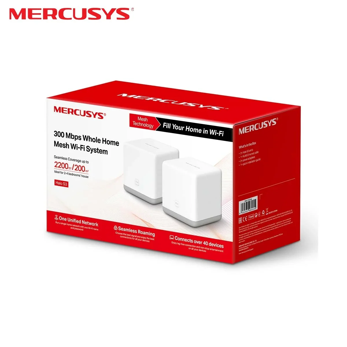 نظام واي فاي Mesh منزلي كامل MERCUSYS N300 بتردد 2.4 جيجاهرتز و2 × 10/100 ميجابت