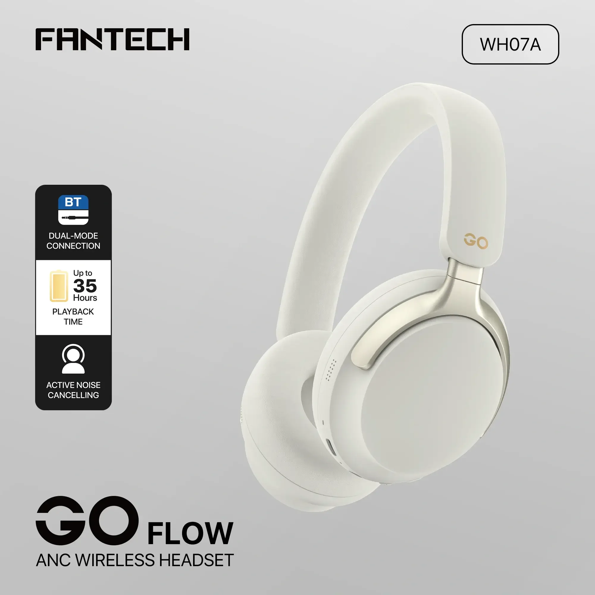 Fantech WH07A GO FLOW ANC Wireless Headset White - Image 3