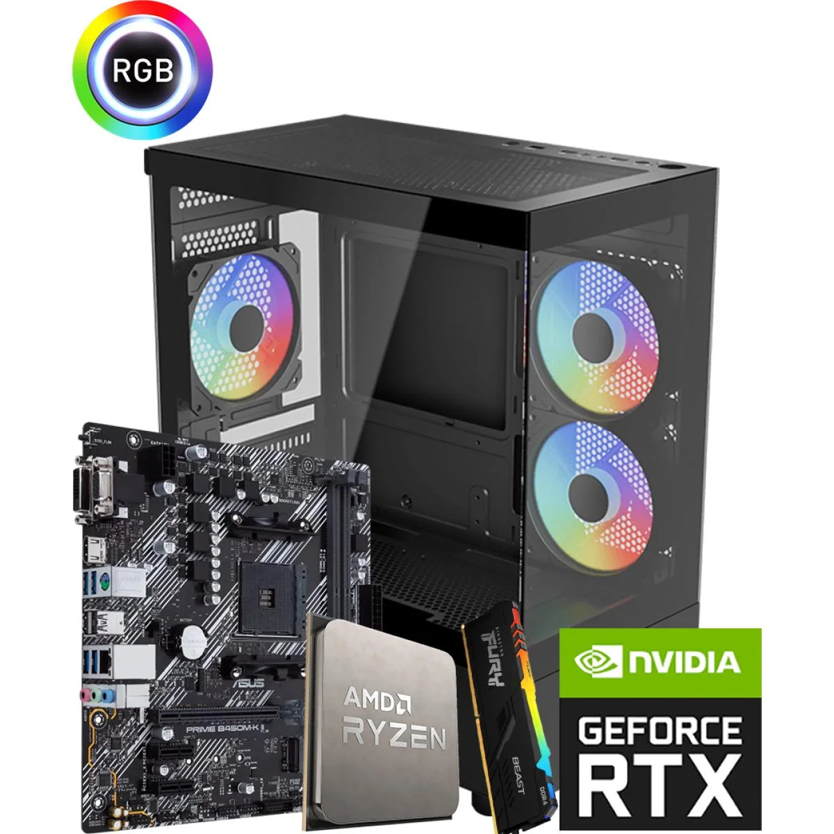 AMD Ryzen 5 5600X RTX 5060 Gaming PC 16GB RAM 500GB NVMe SSD