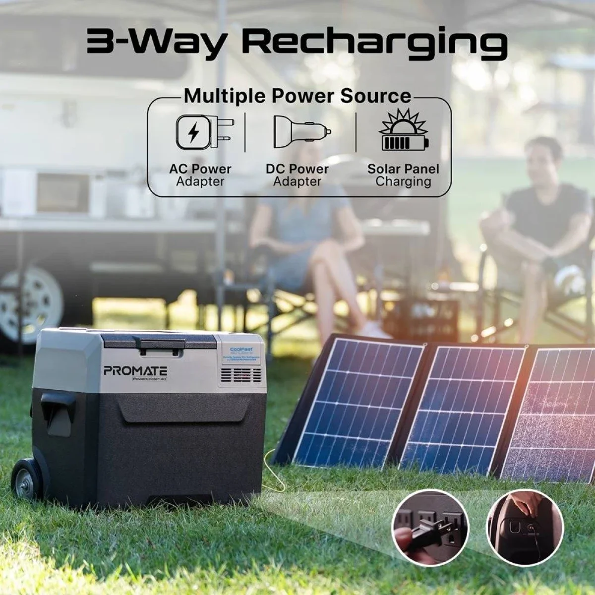 ثلاجة صغيرة محمولة خارجية Promate PowerCooler-40 CoolFast سعة 40 لتر مع حزمة طاقة 52000mAh ومصباح LED، Gray/White - Image 6