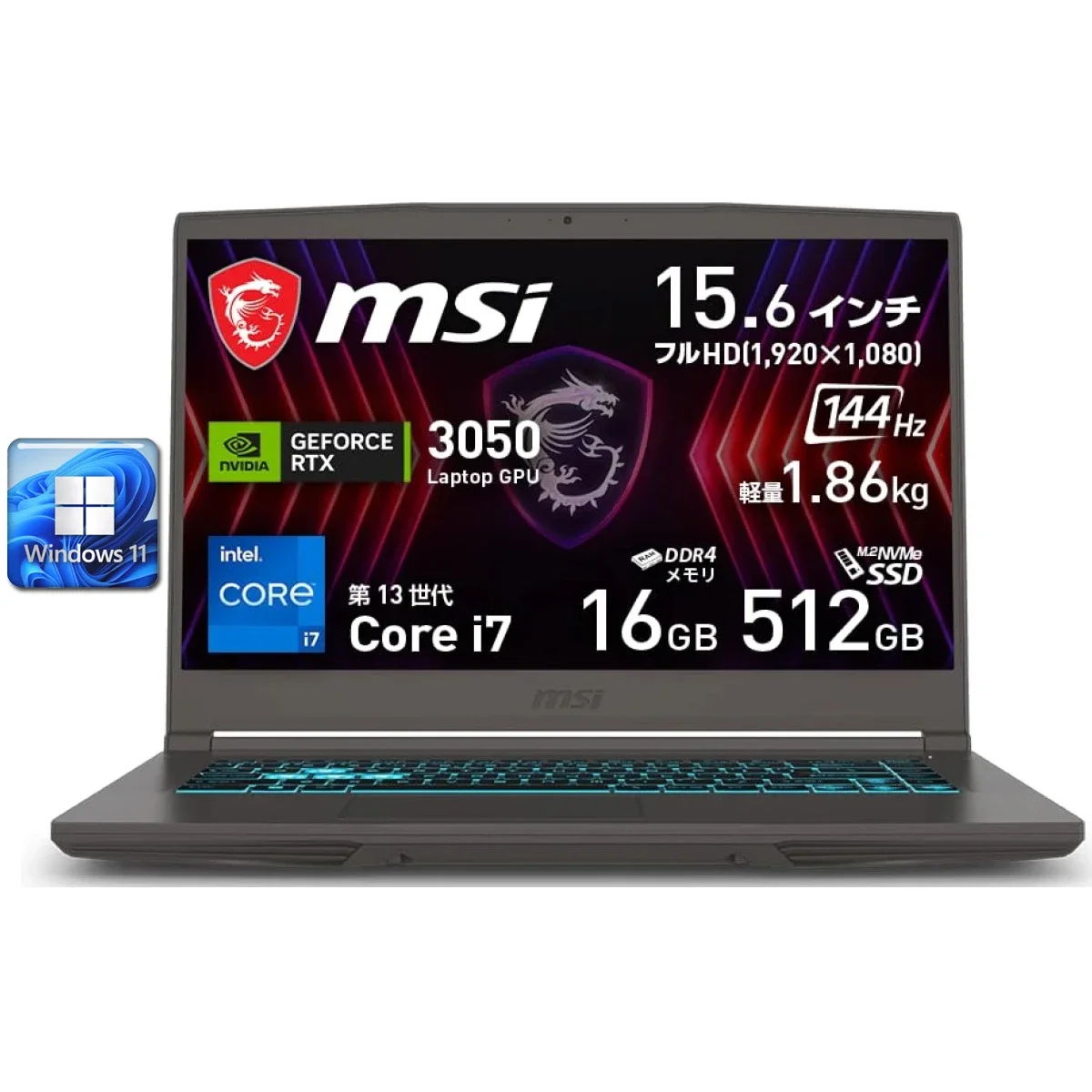 MSI Thin 15 B13UC Gaming Laptop 15.6-inch FHD 144Hz Core i7-13620H RTX 3050 16GB RAM 512GB SSD