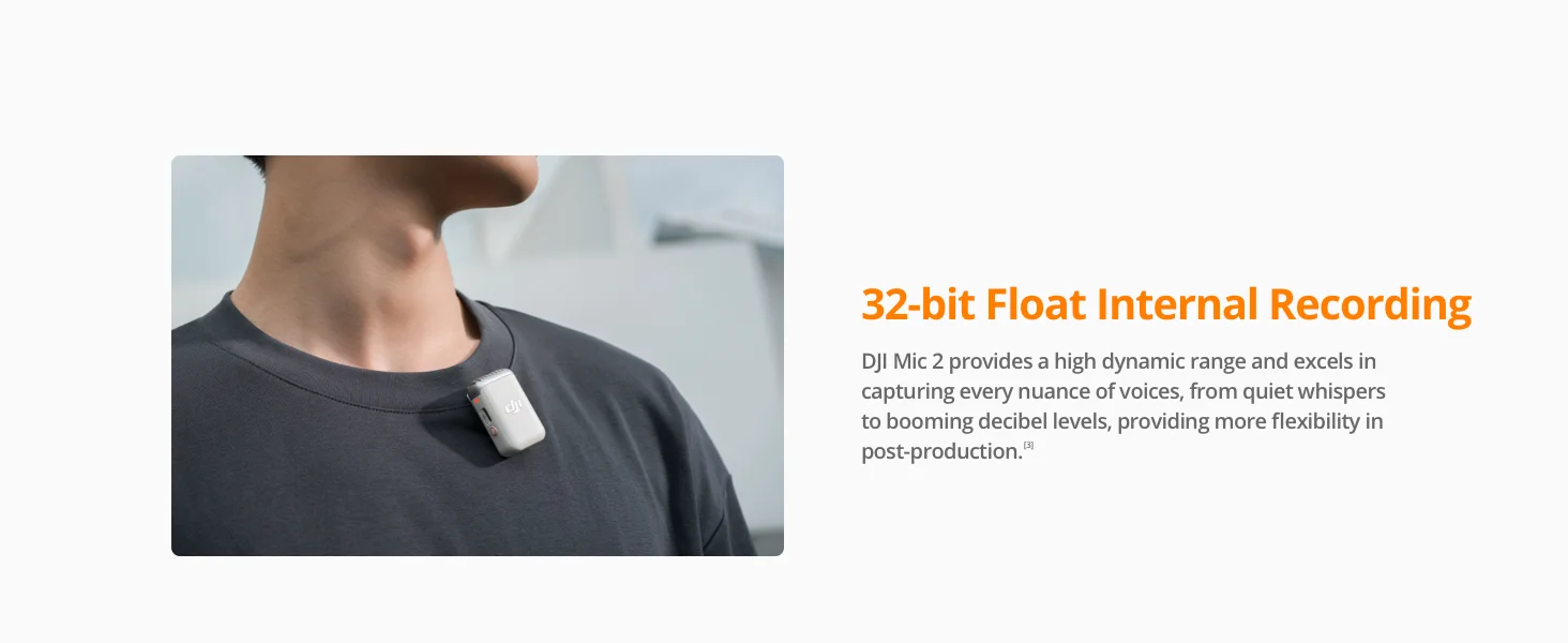 ميكروفون لاسلكي DJI Mic 2 مع 1 TX + 1 RX وتسجيل 32 بت Float ومدى 250 متر - Thumbnail 10