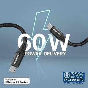 كابل Promate Springy USB-C إلى USB-C مغناطيسي مجدول 60 واط 120 سم أسود - Image 10