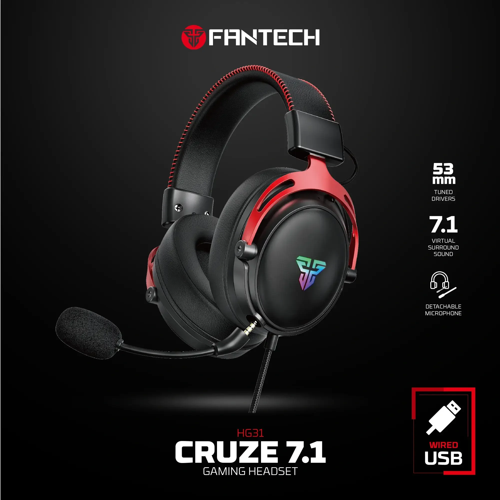 سماعة رأس للألعاب Fantech HG31 Cruze بصوت محيطي 7.1 - سماعة رائعة - Image 3