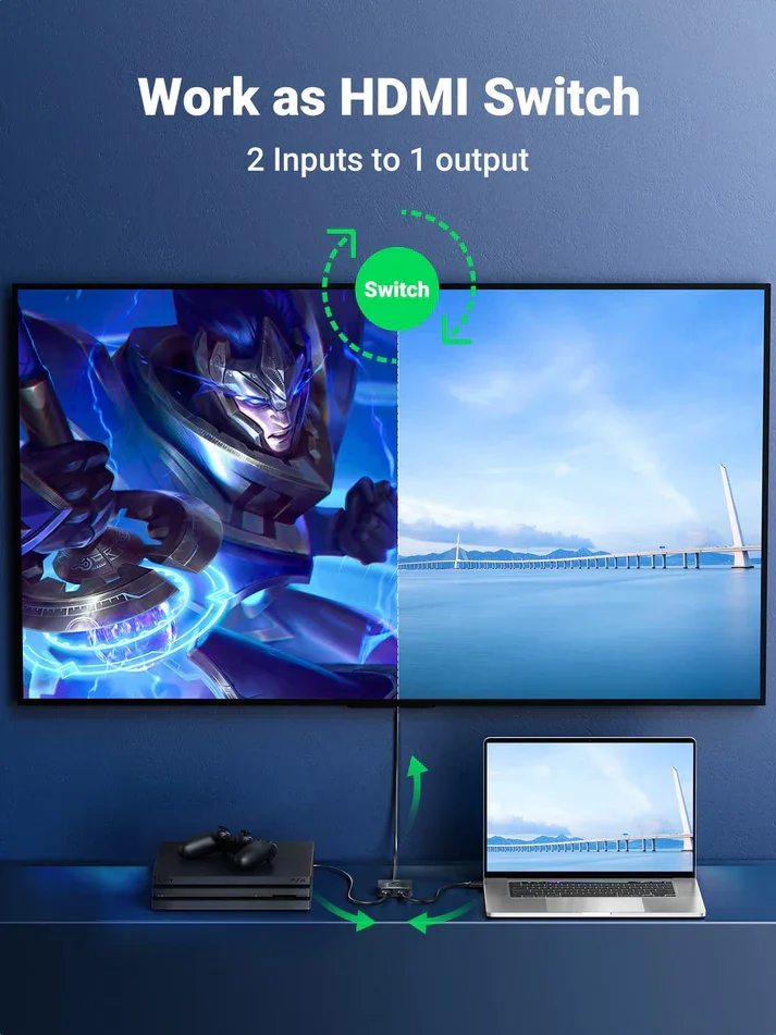 Ugreen 50966 Bi-Directional HDMI Switcher and Splitter 2-Port 4K 60Hz - Image 6