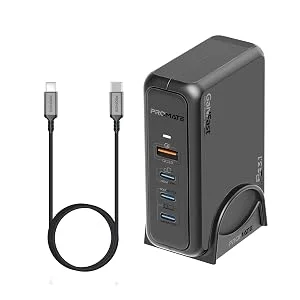 Promate GaNPort-140W 140W GaN Laptop Charger with 100W and 30W USB-C PD Ports - Image 7