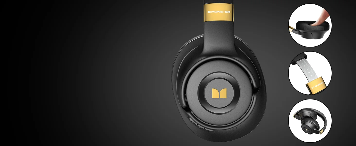 Monster Persona SE ANC Wireless Over-Ear Headphones, Bluetooth 5.4, 60H Playtime, Black - Thumbnail 13