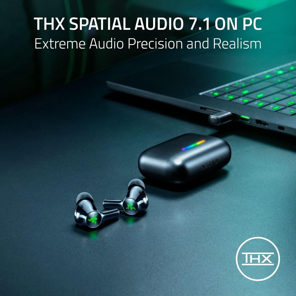 Razer Hammerhead V3 HyperSpeed Wireless ANC Gaming Earbuds, 2.4GHz & Bluetooth 6.0, Up to 40 Hr Battery, THX Spatial Audio, for Smartphones, PC, Laptop, Tablet, PS5 & Steam Deck – Black - Thumbnail 7