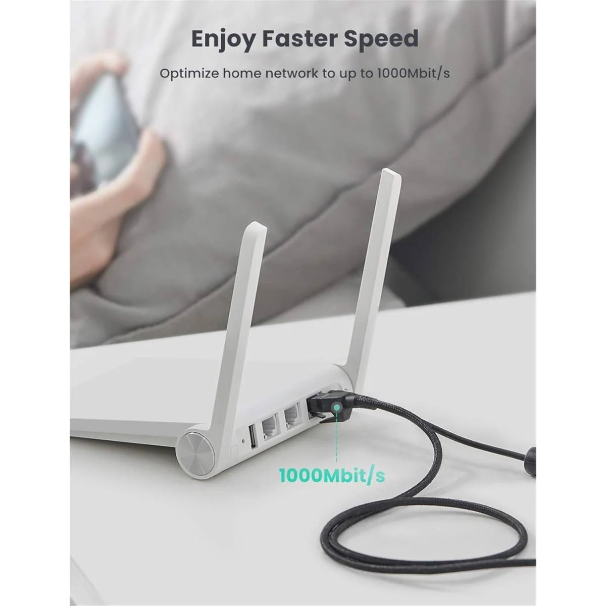 كيبل شبكة Ugreen Cat6 بطول 5 متر، 1000Mbps، RJ45، U/UTP - Image 2