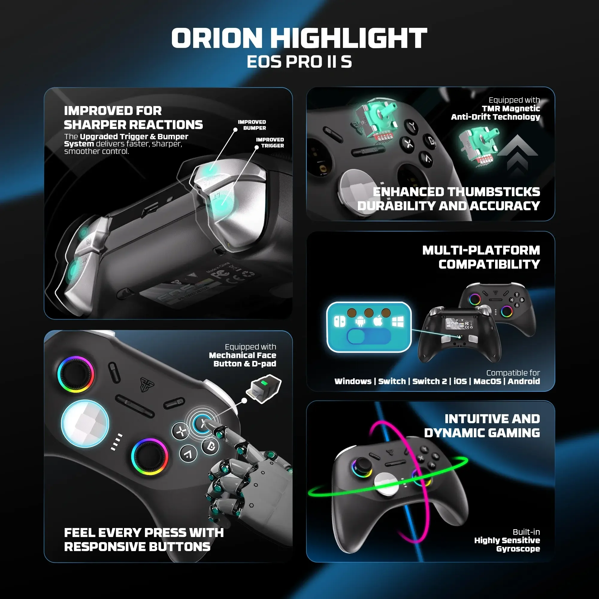 يد تحكم ألعاب Fantech EOS Pro II S WGP15V2S اللاسلكية - Orion - Thumbnail 5