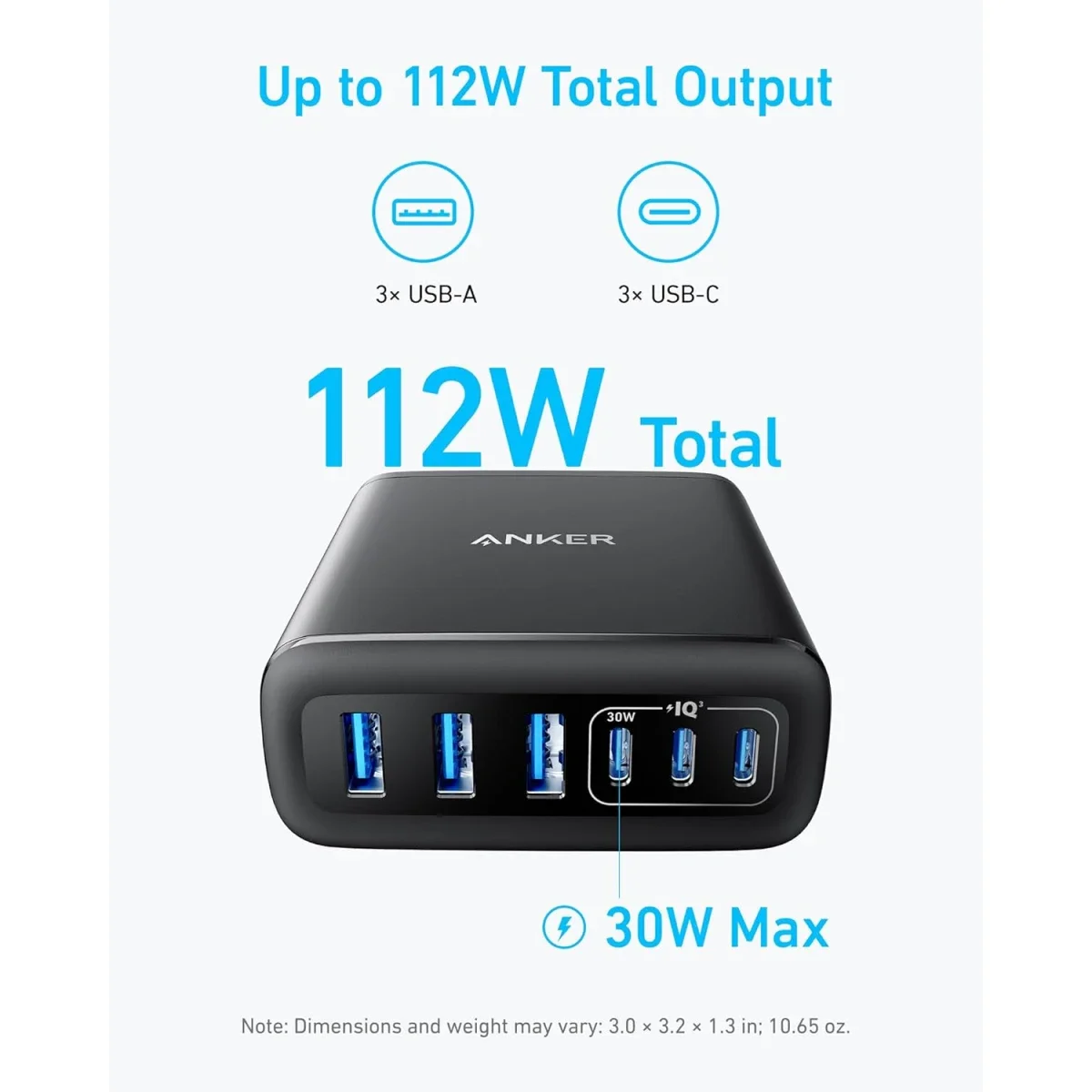 شاحن مكتبي Anker A2154K11 USB-C بقدرة 112 واط و6 منافذ - Thumbnail 2