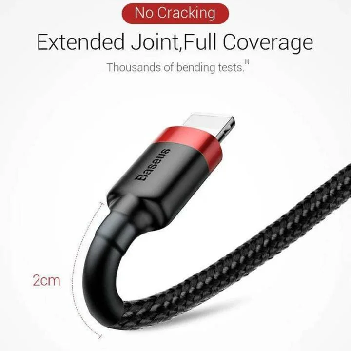 كيبل Baseus CAKLF-R91-2A مضفر من USB-A إلى Lightning للآيفون، 3 متر - Thumbnail 3