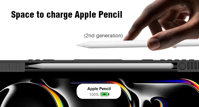 جراب لوحة مفاتيح Nillkin لجهاز iPad Air 13 إنش مع لوحة مفاتيح لاسلكية مضيئة قابلة للفصل ولوحة تتبع وحامل قلم - أسود - Thumbnail 23