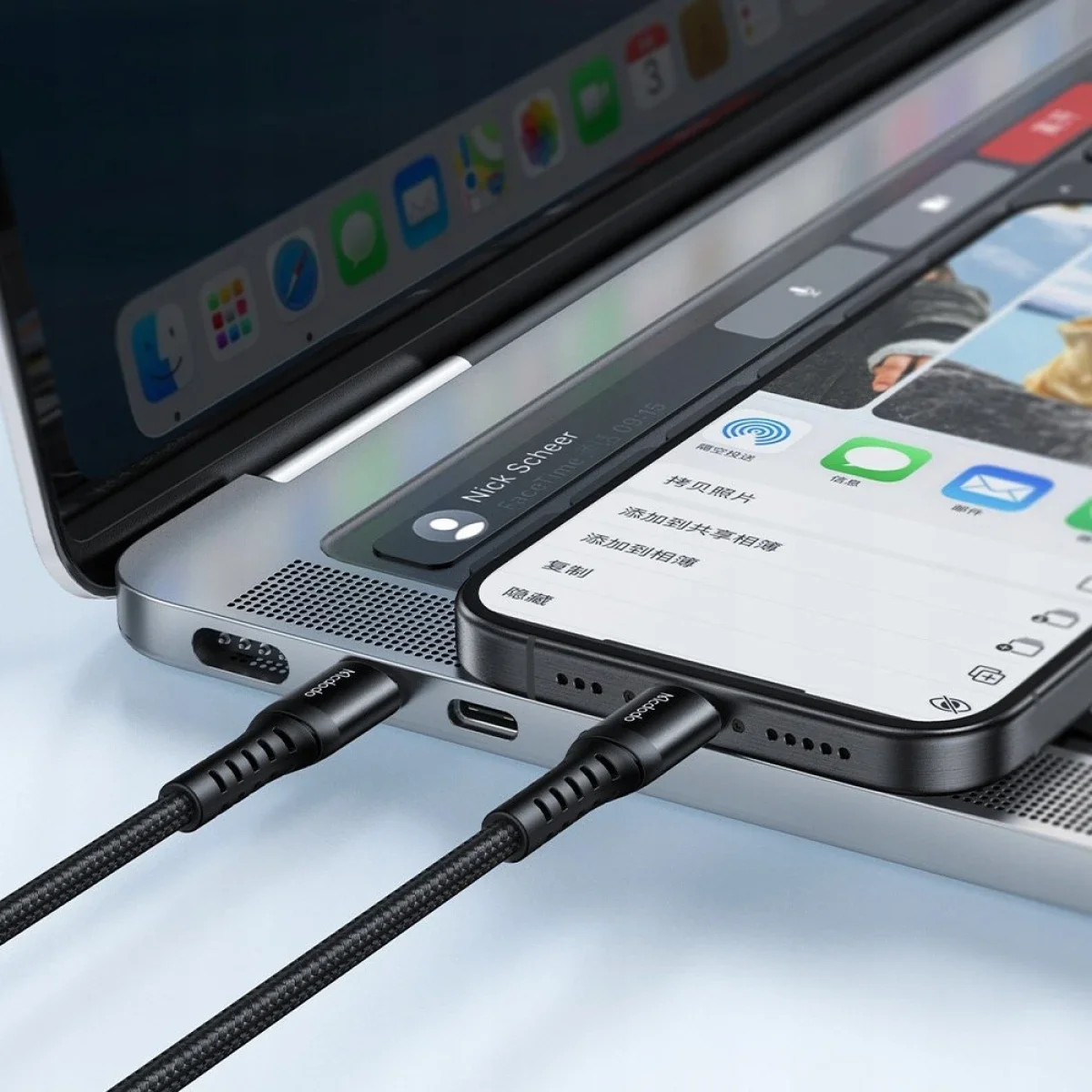 سلك شحن ونقل بيانات Mcdodo CA-5641 USB-C إلى USB-C بقدرة 60W وتيار 3A بطول 1 متر أسود - Image 4