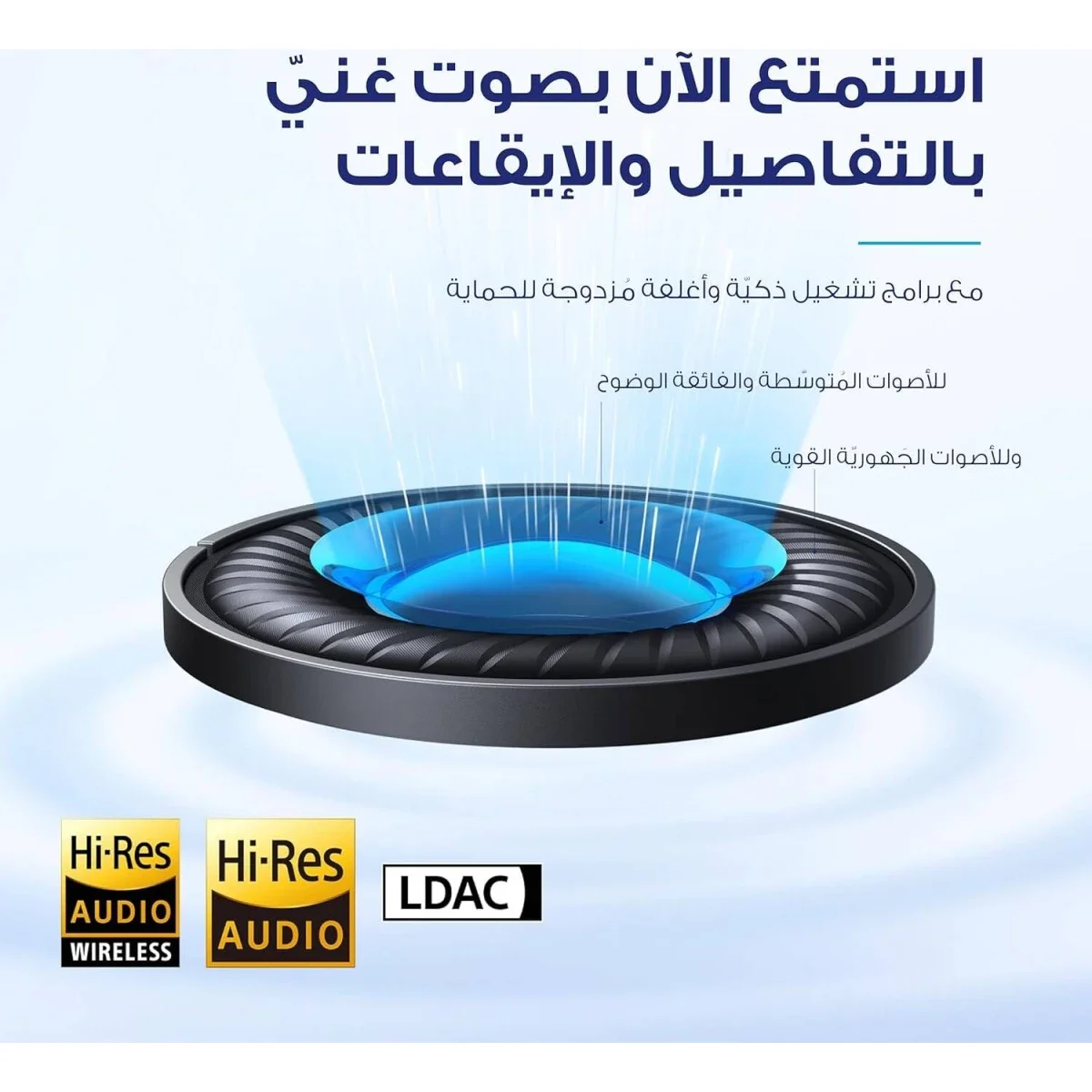 سماعات Anker Soundcore Space Q45 بعزل ضوضاء تكيفي ANC، تشغيل 50 ساعة، أبيض - Thumbnail 2
