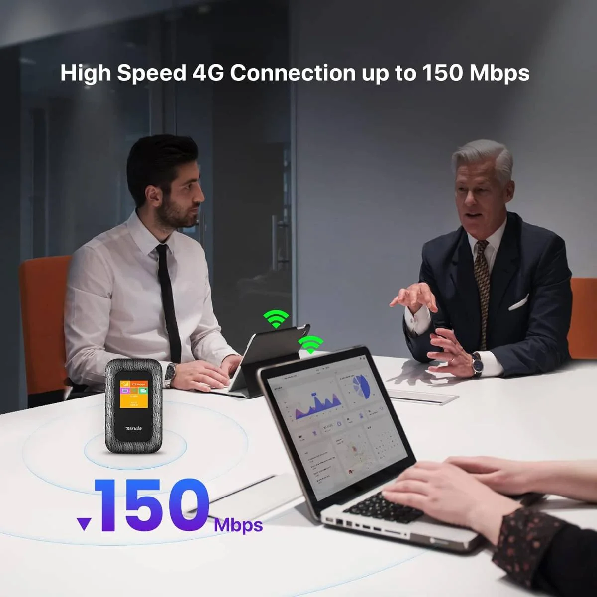راوتر متنقل Tenda 4G185 v4.0 4G LTE واي فاي 6 بسرعة 286Mbps وشاشة LCD وبطارية 2100mAh - Image 2
