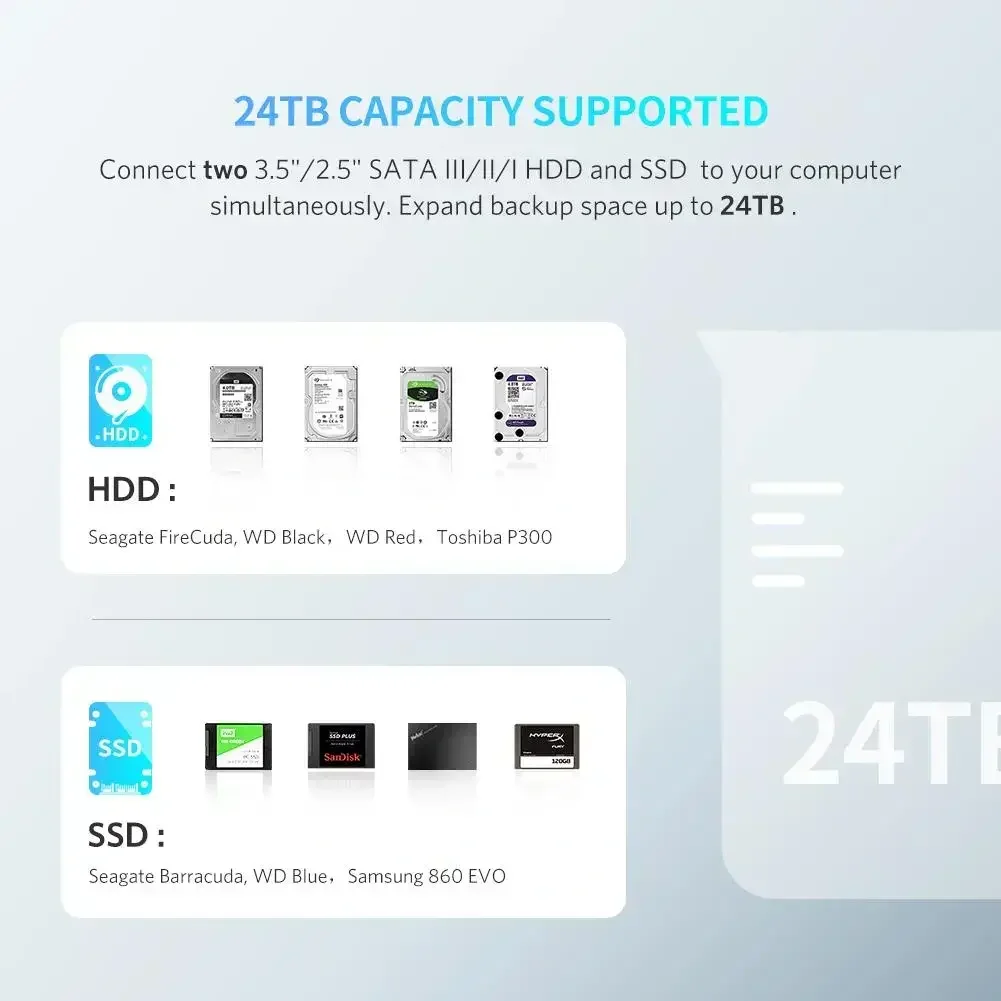 قاعدة للأقراص Ugreen 50857 USB 3.0 مزدوجة لأقراص SATA HDD مقاس 2.5 و3.5 إنش - Image 4