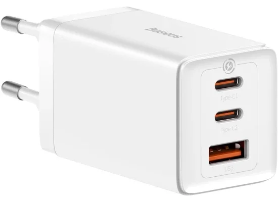 Baseus GaN5 Pro 65W GaN Wall Charger, 2 USB-C + USB-A, 1m 100W USB-C Cable - White - Thumbnail 8