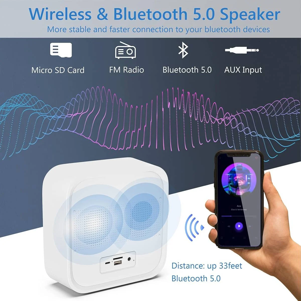 Bluetooth Speaker Alarm Clock with Night Light, Dimmable LED and 11 RGB Colors - Image 6