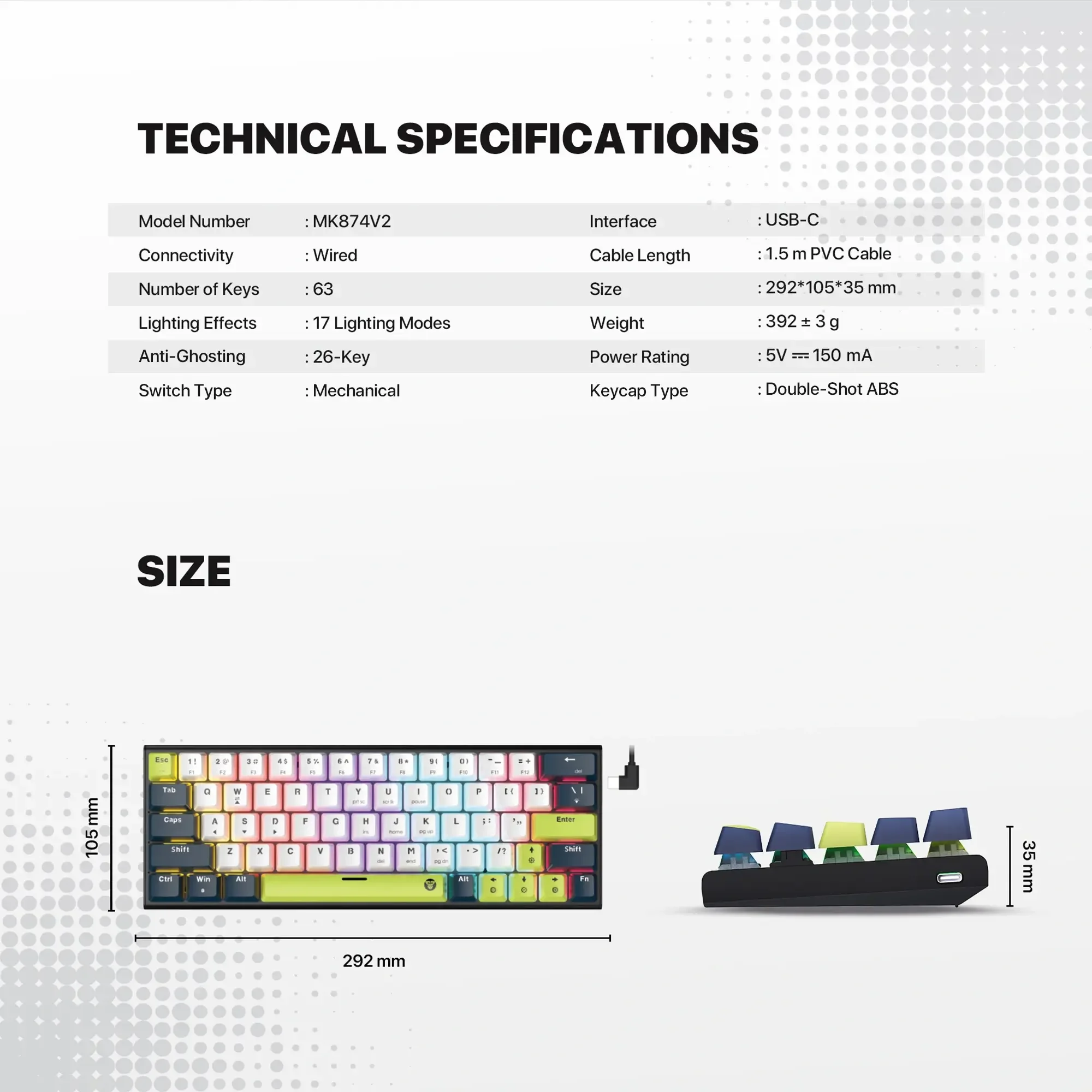 Fantech ATOM63 MK874V2 Mechanical Keyboard Mori Edition Blue - Thumbnail 7