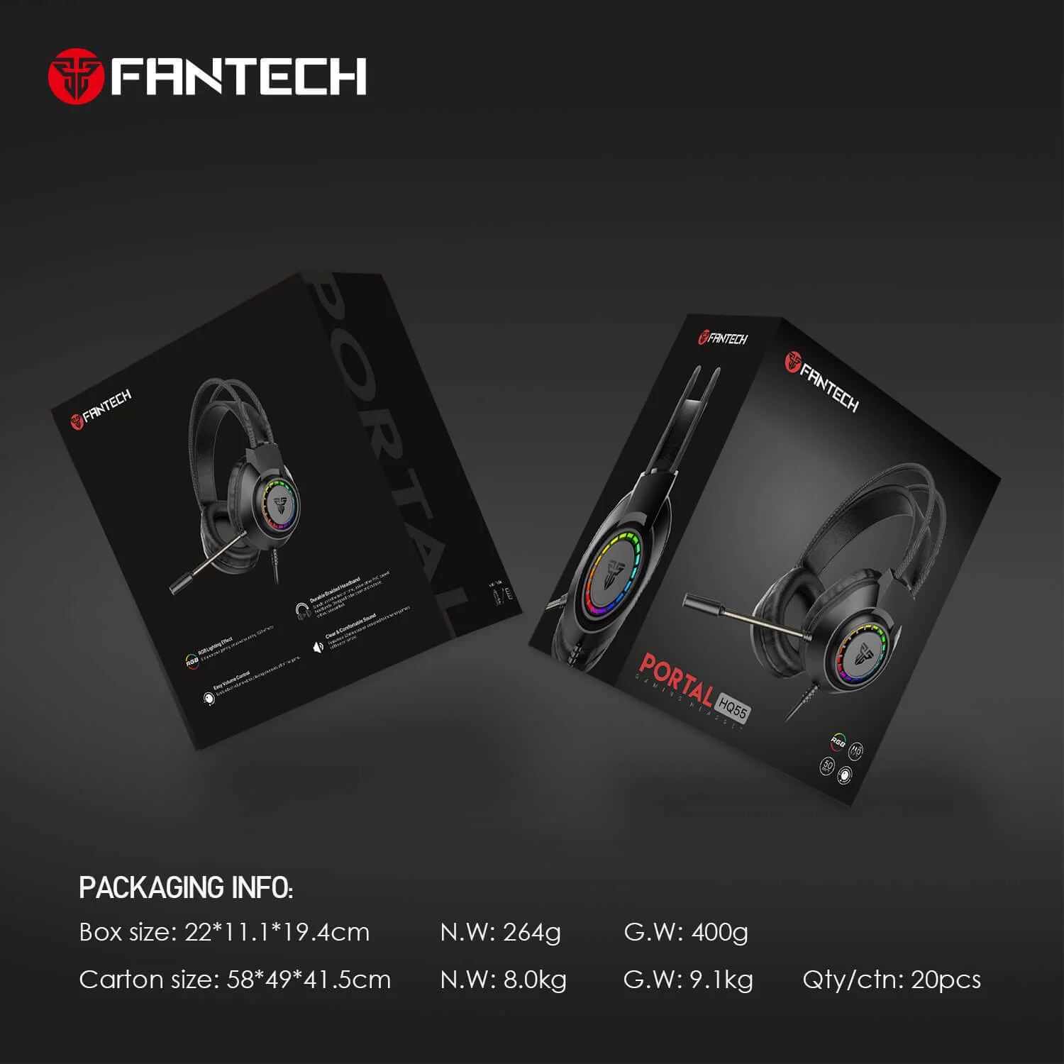 سماعة رأس سلكية للألعاب Fantech PORTAL HQ55 - Thumbnail 6