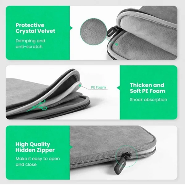 Ugreen 20476 Portable Laptop Sleeve Case Soft Leather 14 Inch - Image 2