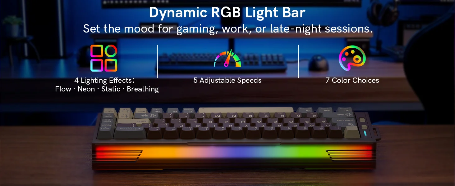 Redragon K752 60% Tri-Mode Wireless Mechanical Gaming Keyboard with RGB - Thumbnail 12