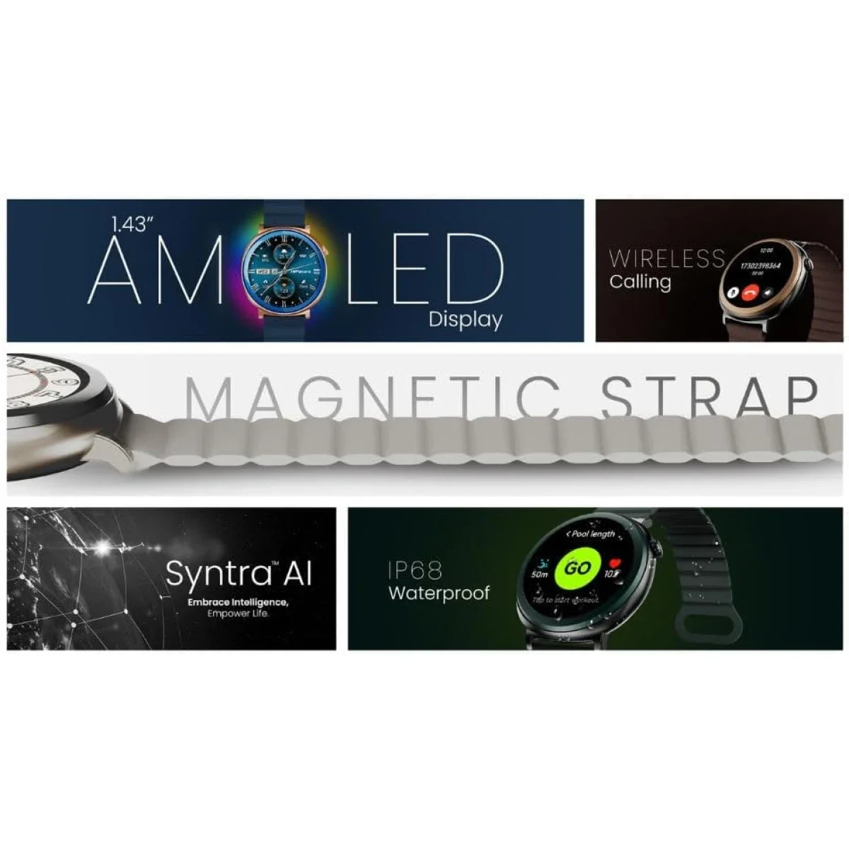 ساعة ذكية HiFuture AURORA بشاشة AMOLED مقاس 1.43 إنش، مكالمات بلوتوث، IP68، أخضر داكن - Thumbnail 4