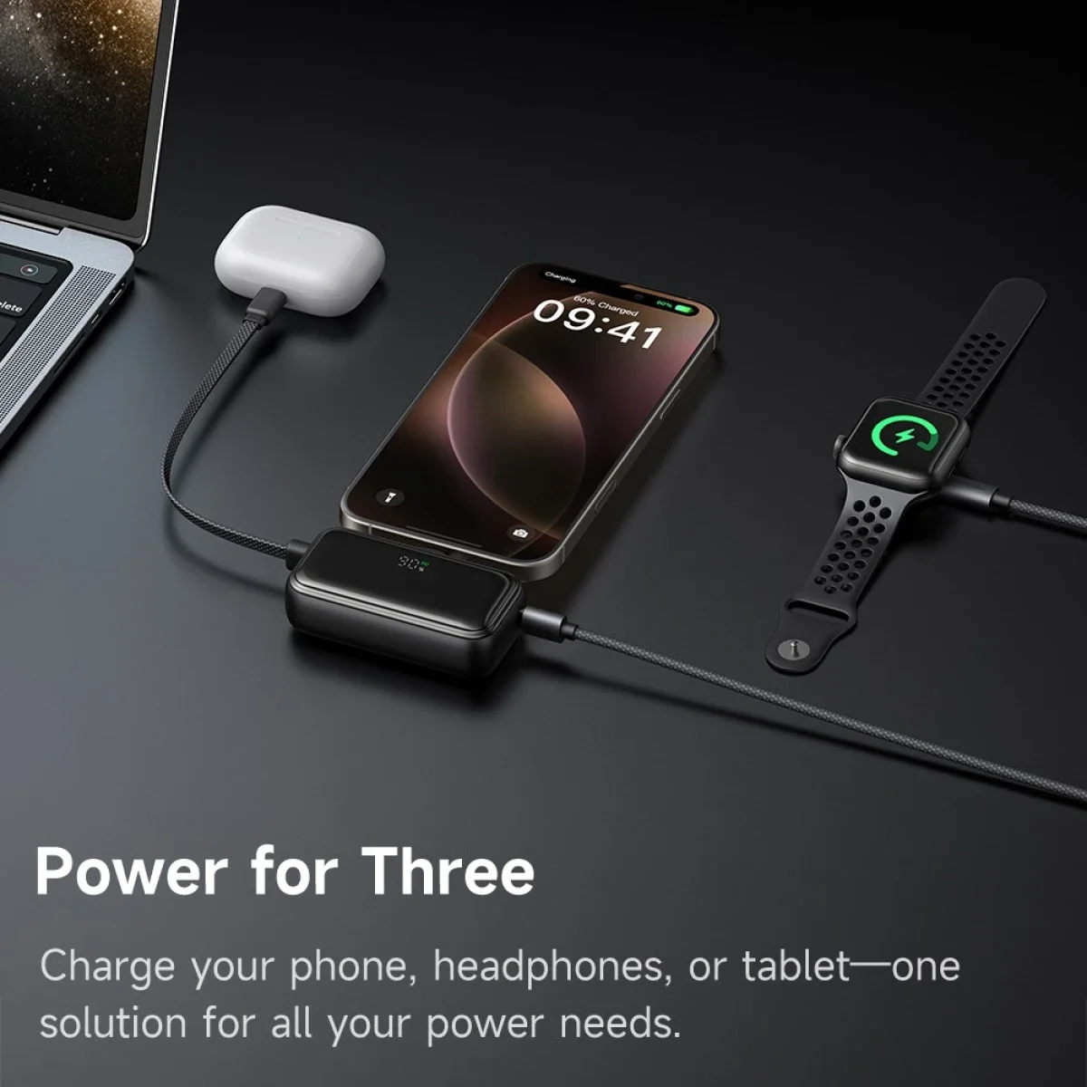 باور بانك Mcdodo MC-7800 MDD Free Kit بسعة 5000mAh وشحن 20W مع قابس iPhone وشاشة رقمية - أسود - Thumbnail 9