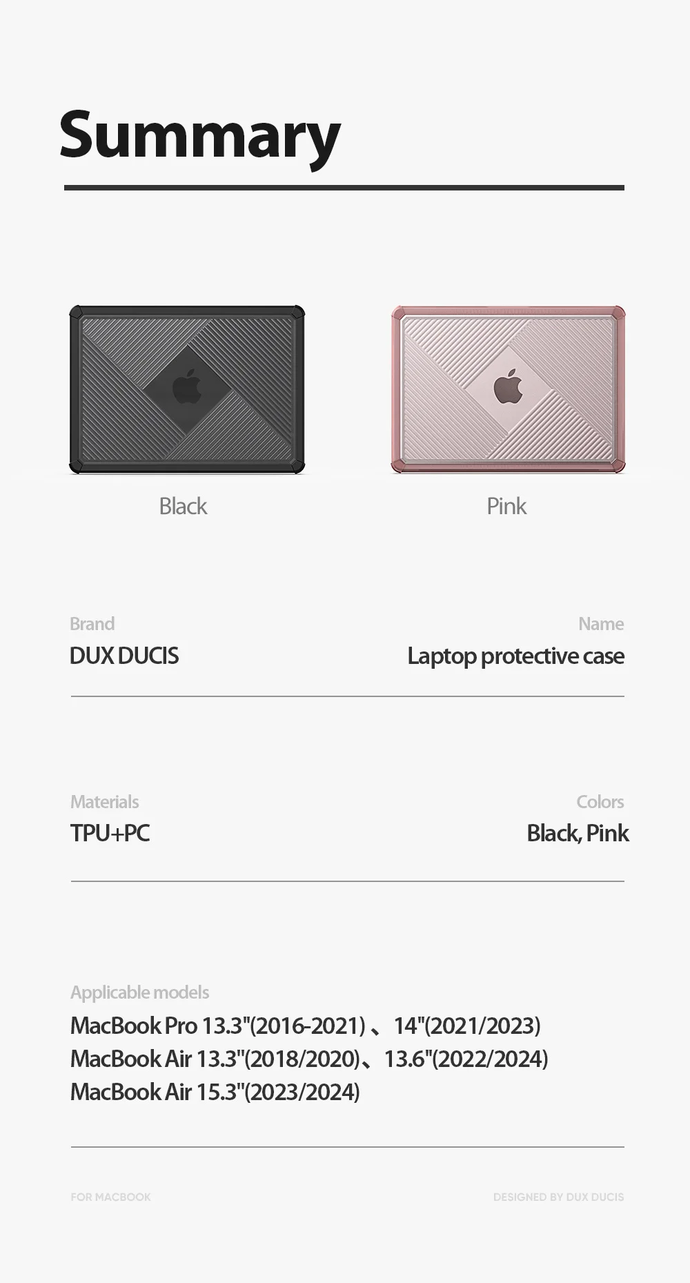 غطاء صلب DUX DUCIS LCGH Series لجهاز Apple MacBook Air 15.3 إنش (2023/2024) باللون الأسود - Image 21